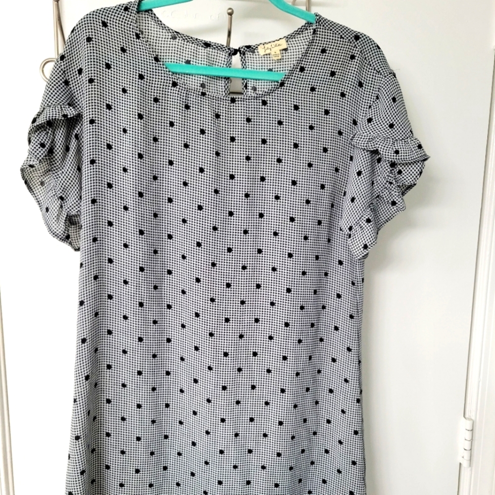 Women's Lily White Black & White Check w/ Black Polka DotsShift Dress Size Small